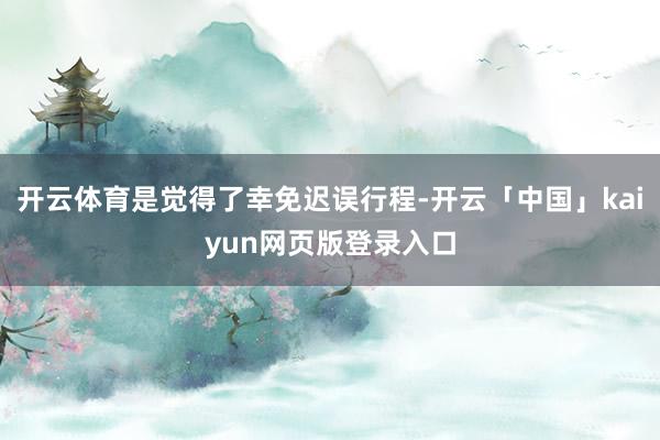 开云体育是觉得了幸免迟误行程-开云「中国」kaiyun网页版登录入口