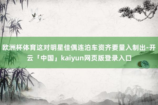 欧洲杯体育这对明星佳偶连泊车资齐要量入制出-开云「中国」kaiyun网页版登录入口